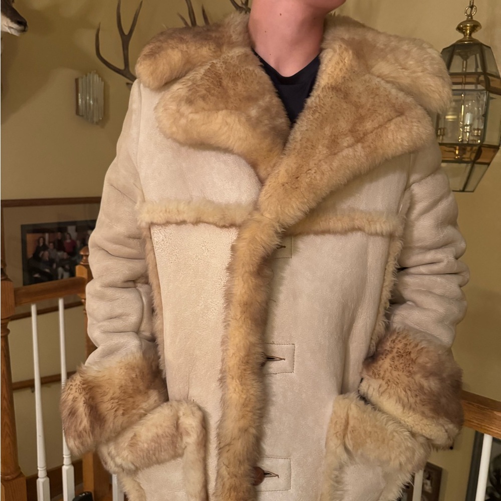 Men's Cream and Tan Teddy Jacket